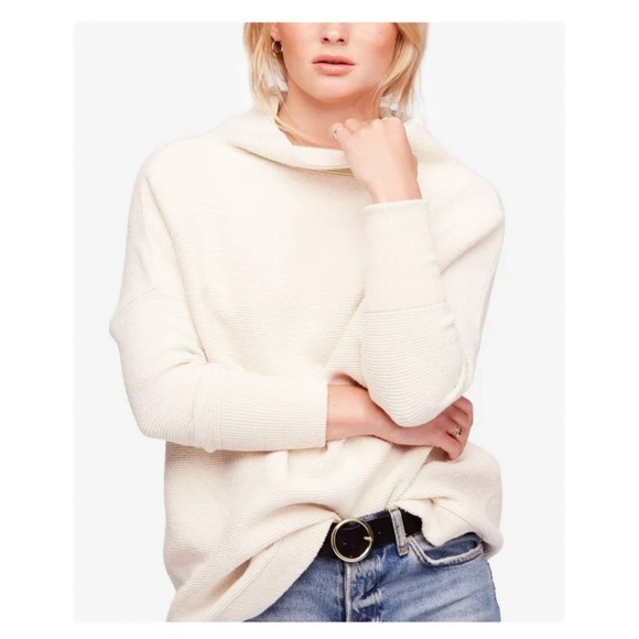 We the Free Ivory Turtleneck Slouch Long Ottoman Sweater Sz Small S - Picture 9 of 15